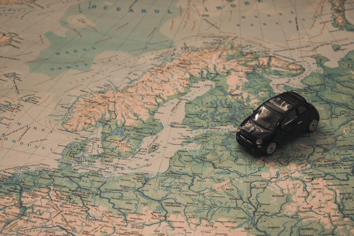 Car on european map