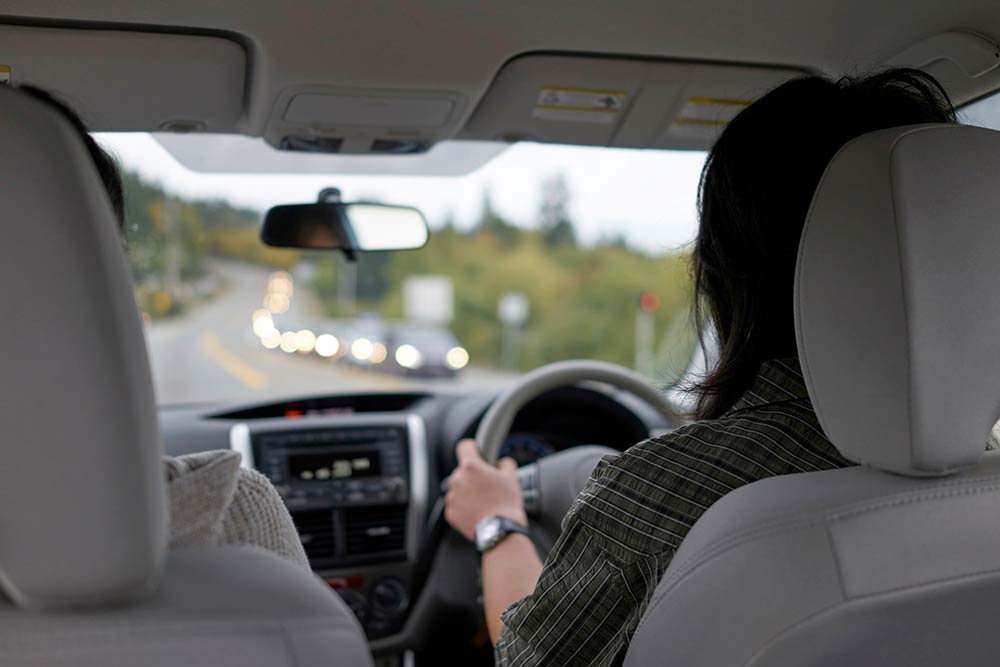 Woman driving a car